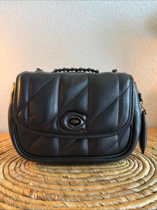 Coach Handbags - Coach Black Quilted Crossbody with Chain Top Handle